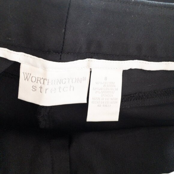 Worthington Stretch Black Ankle Length Dress Slacks SZ 8 Flat Front Slim - Picture 9 of 11